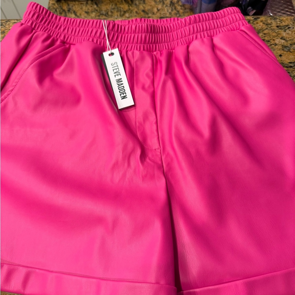 Steve Madden Women's Vibrant Pink faux leather shorts